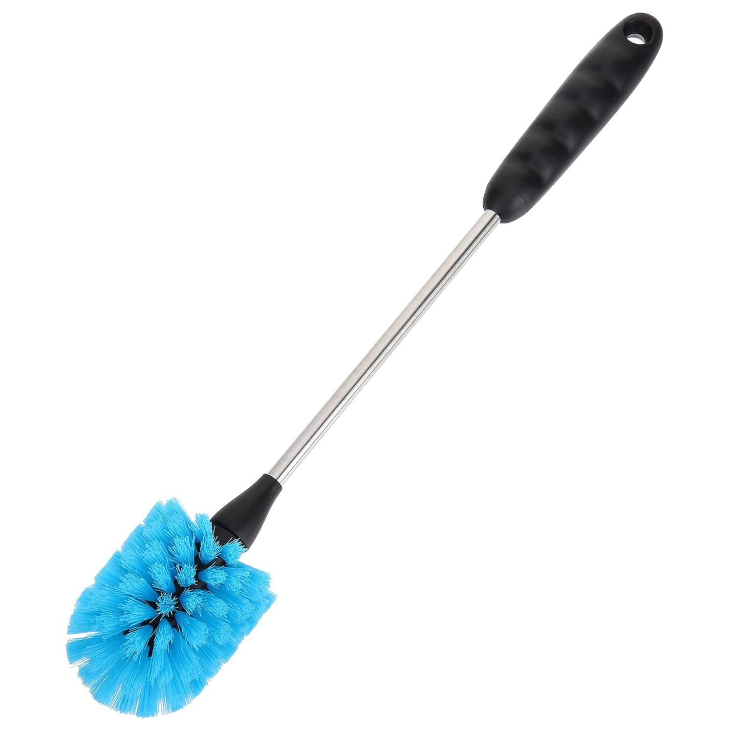 Stainless Steel Long Handle Toilet Brush with Holder, Bathroom WC Bowl Cleaning Scrubber for Toilet Rim and Bowl, Durable Reusable Toilet Cleaning Brush for Home and Washroom