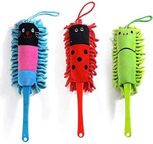 Microfiber Character Duster, Cute Soft Dust Cleaning Brush for Home, Car, Office, Furniture and Electronics, Reusable Handheld Microfiber Duster for Table, Shelf and Everyday Cleaning