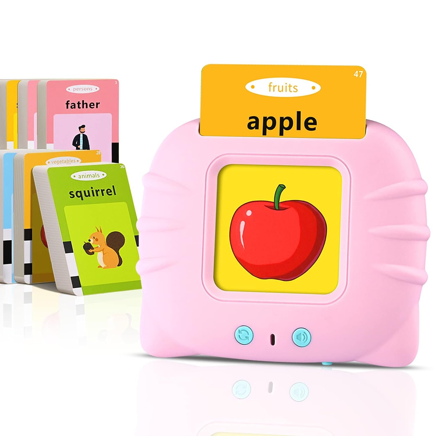 Talking Flash Cards Educational Learning Toy, Interactive Speech Card Reader for Kids with Vocabulary and Picture Cards, Early Learning Language Activity Device for Preschool Practice and Home Learning